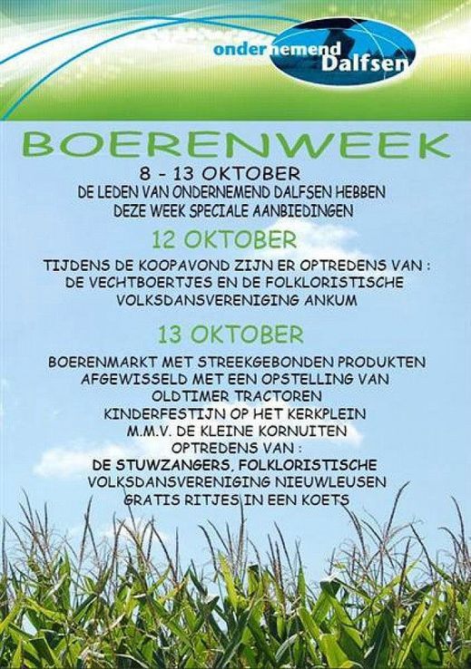 Boerenweek 8 t/m 13 oktober in Dalfsen