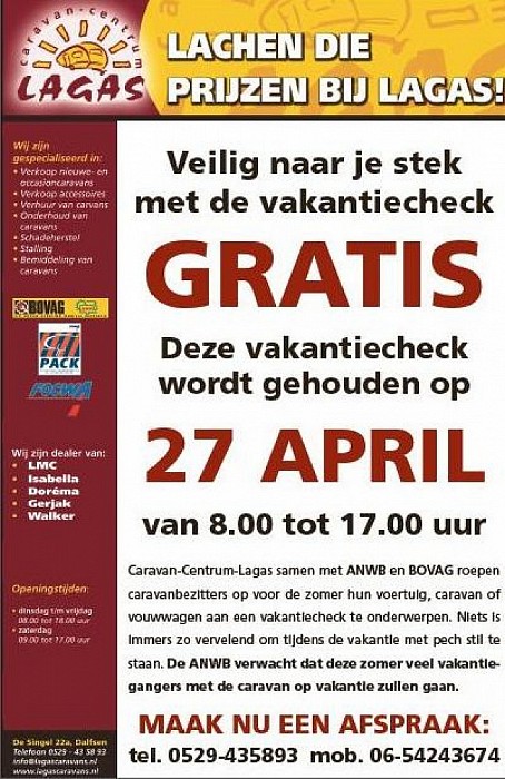 Gratis vakantiecheck van caravan of vouwwagen in Dalfsen - Foto: PR
