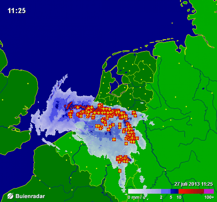 Extreem-weeralarm voor regio IJsselland vanwege Onweer - Foto: Buienradar.nl