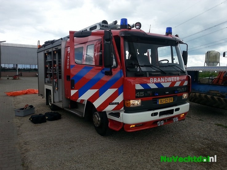 Brandweer redt kalf uit mestkelder Langsweg Dalfsen - Foto: Niels Jansen
