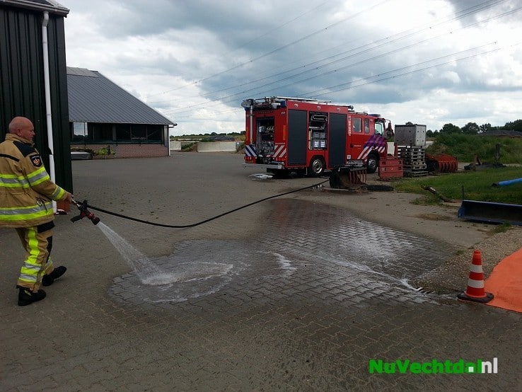Brandweer redt kalf uit mestkelder Langsweg Dalfsen - Foto: Niels Jansen
