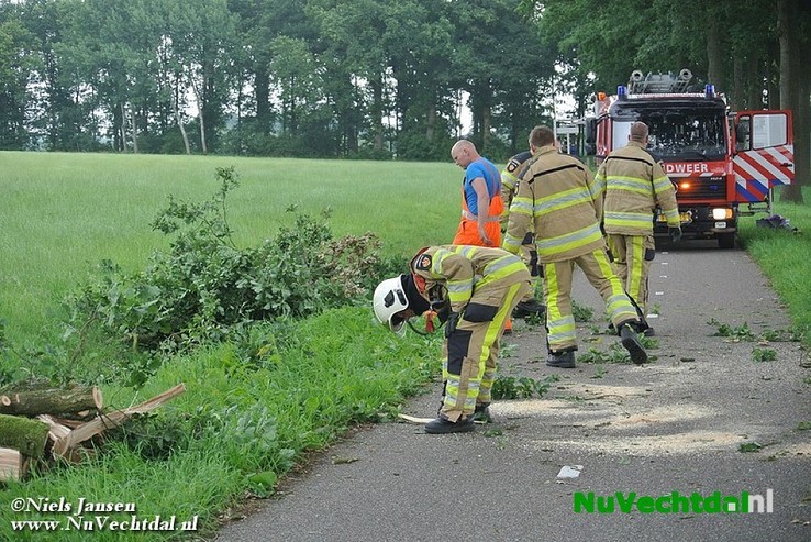 Grote tak afgeknapt boven fietspad Rechterensedijk Dalfsen - Foto: Niels Jansen